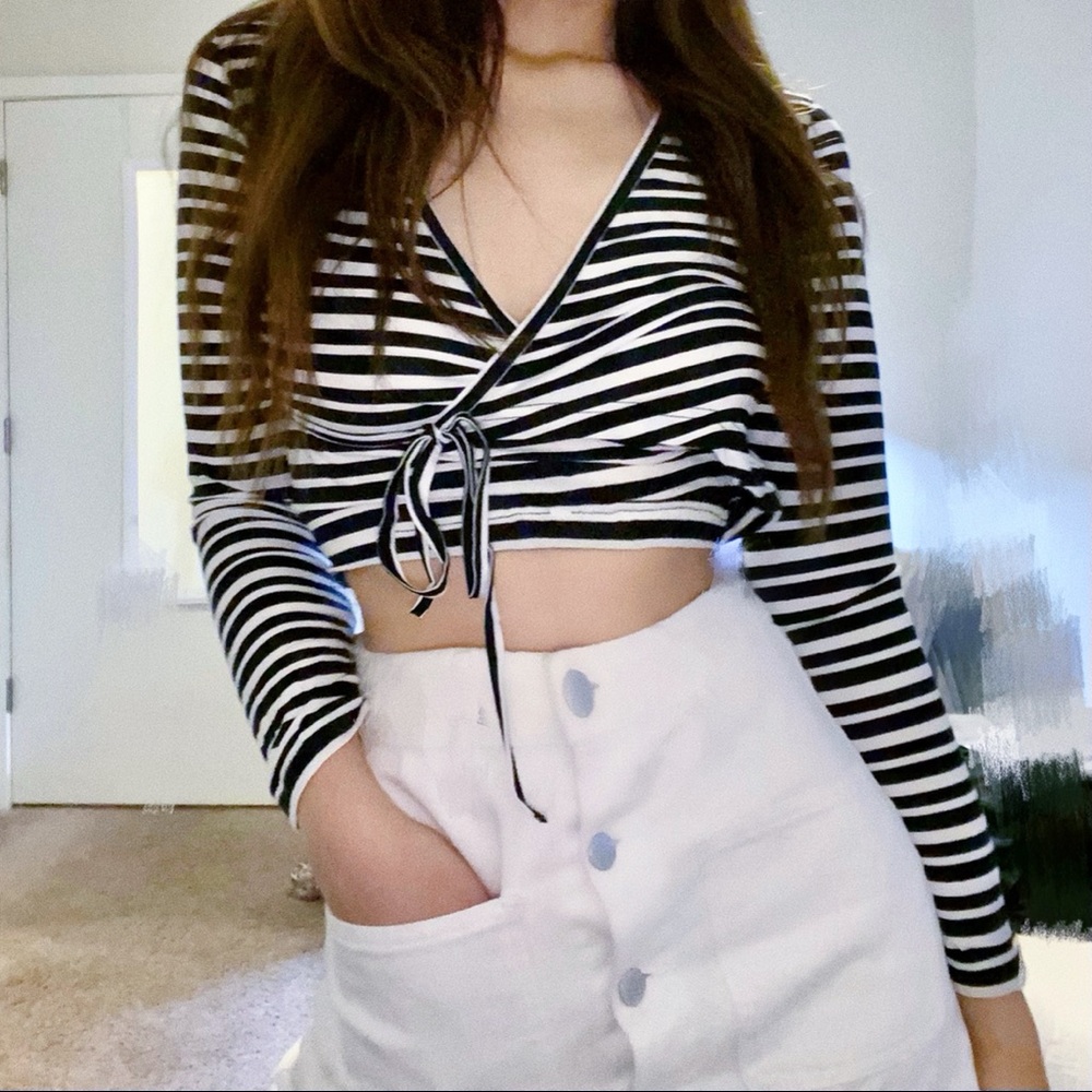 Stripe wrapover crop top